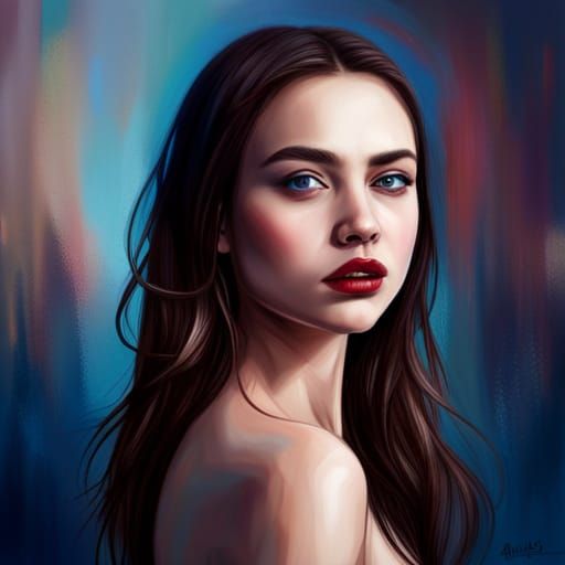 Hyperrealistic Portrait of a Beautiful Woman with Blue Eyes