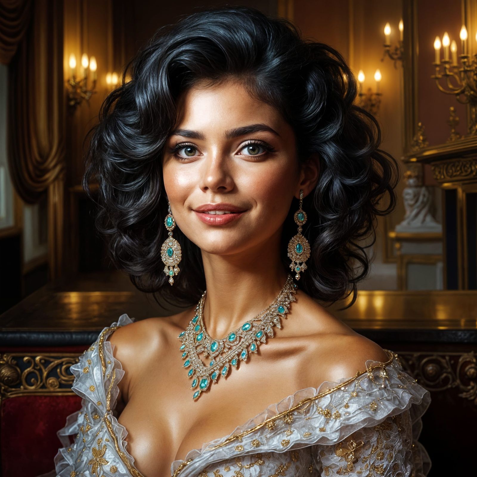 Regal Brazilian Matriarch in Stunning Evening Gown