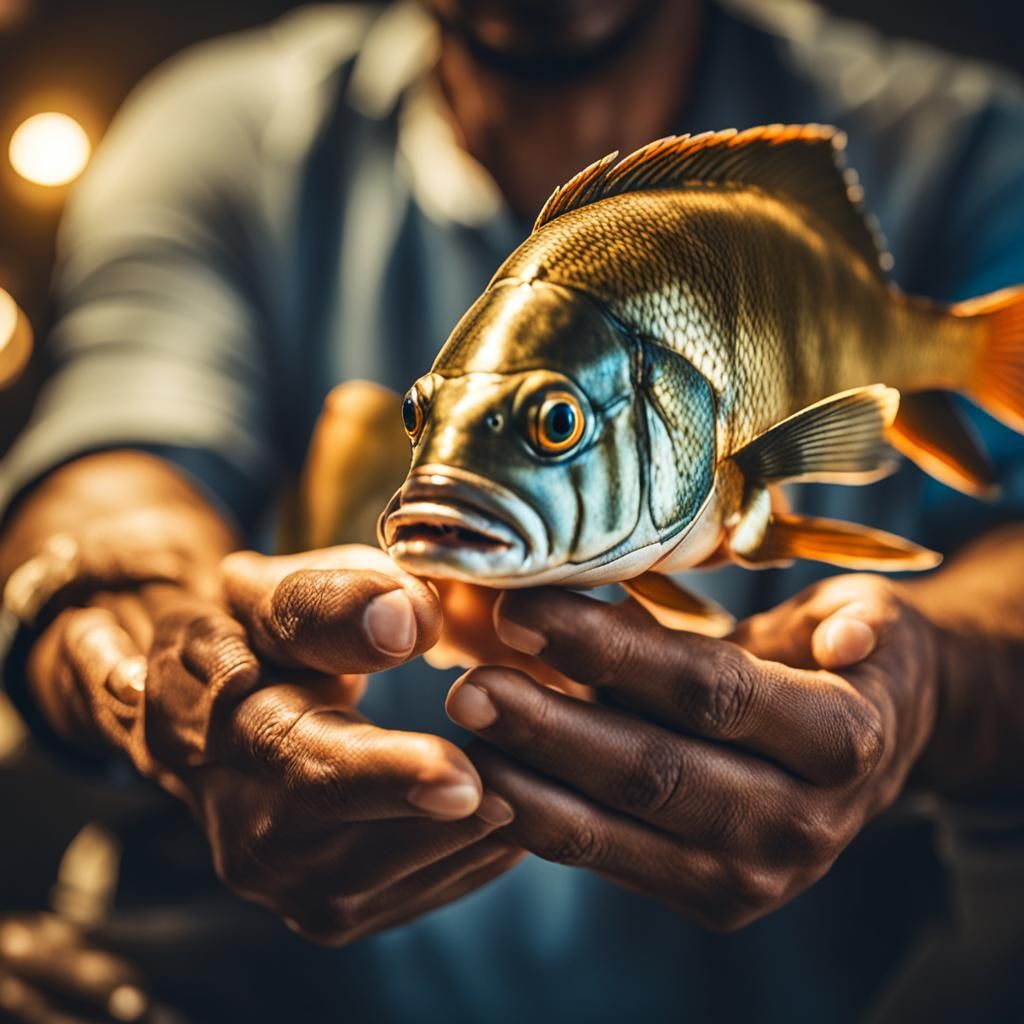 Egyptian Man and Fish: Professional Photography