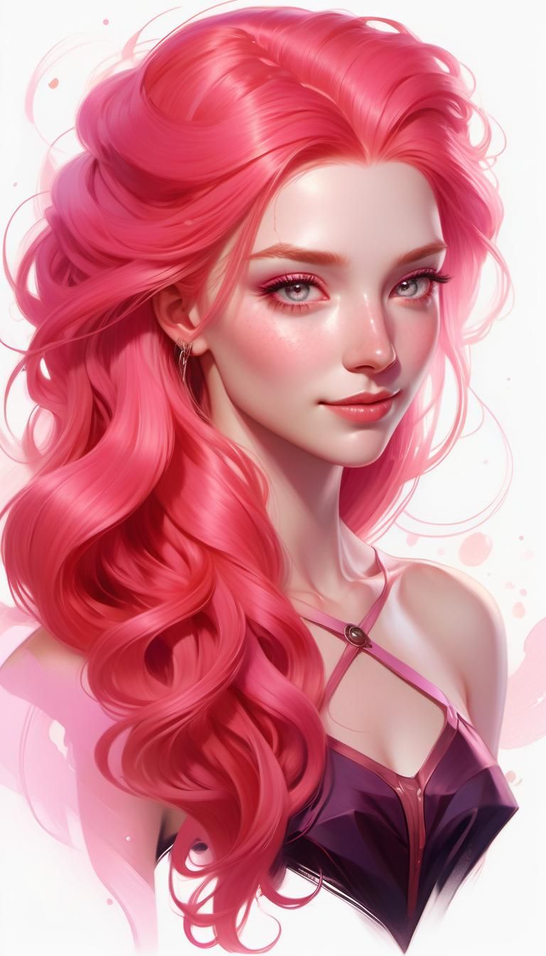 Pink-Haired Woman Portrait in Hyperrealistic Style