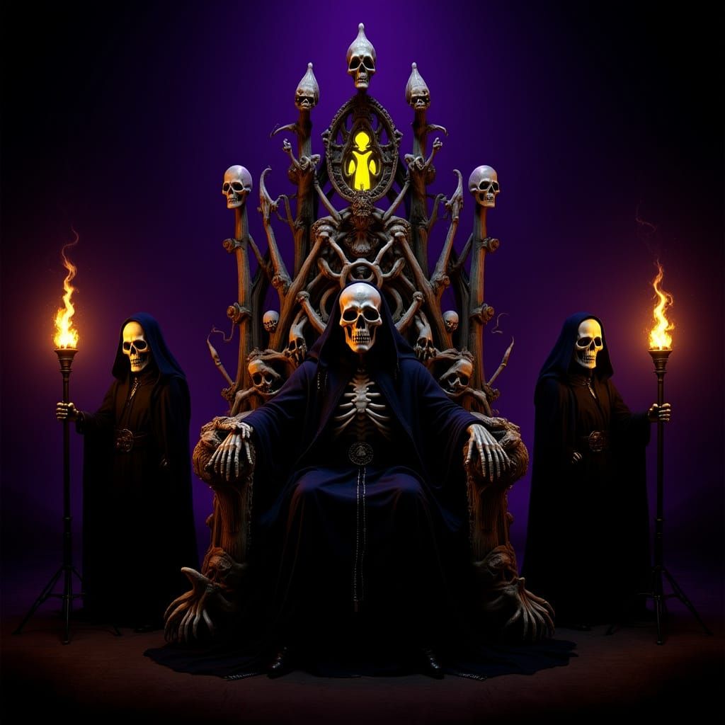 Dark Fantasy Throne of Skulls and Skeletons