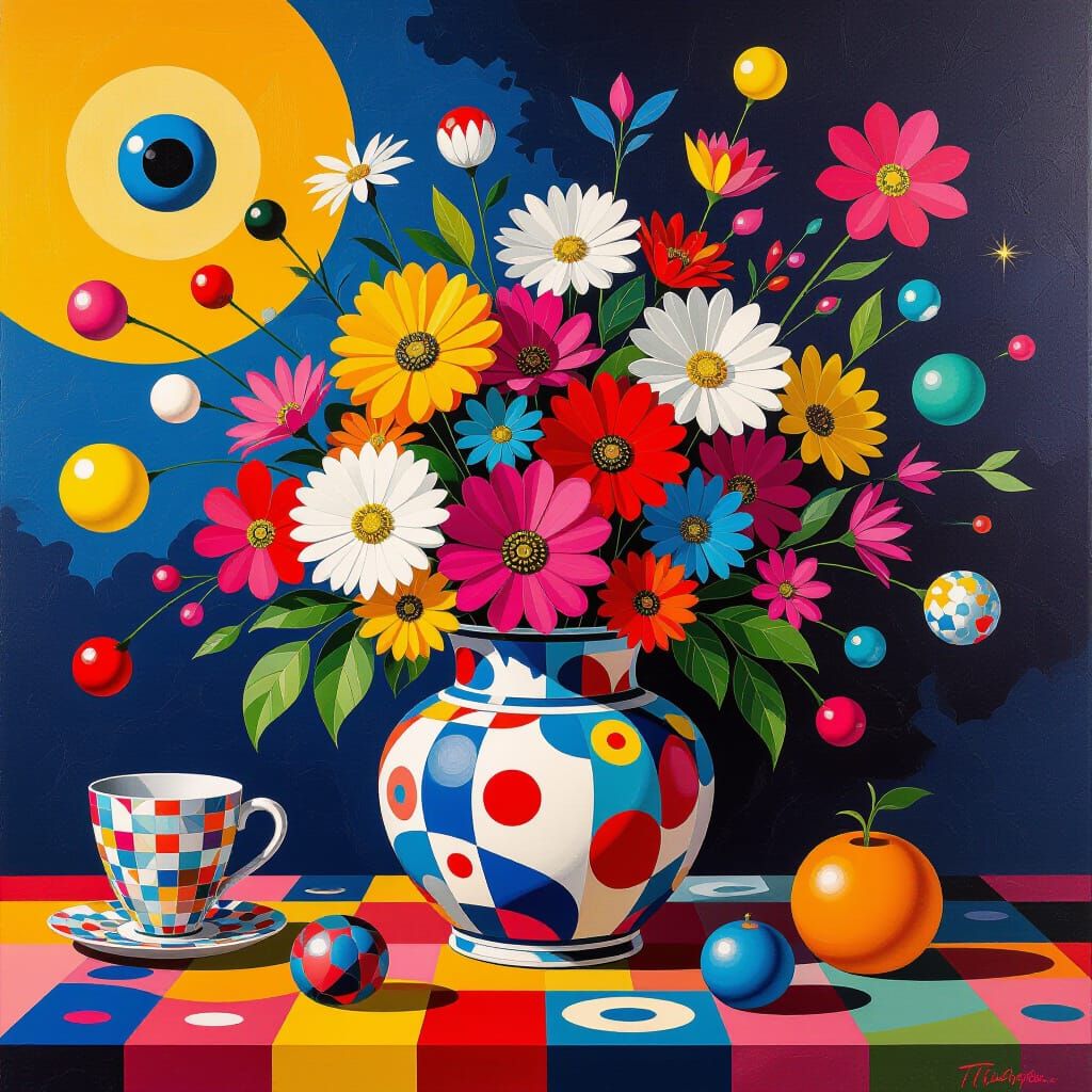 Colorful Still Life in Playful Surreal Style
