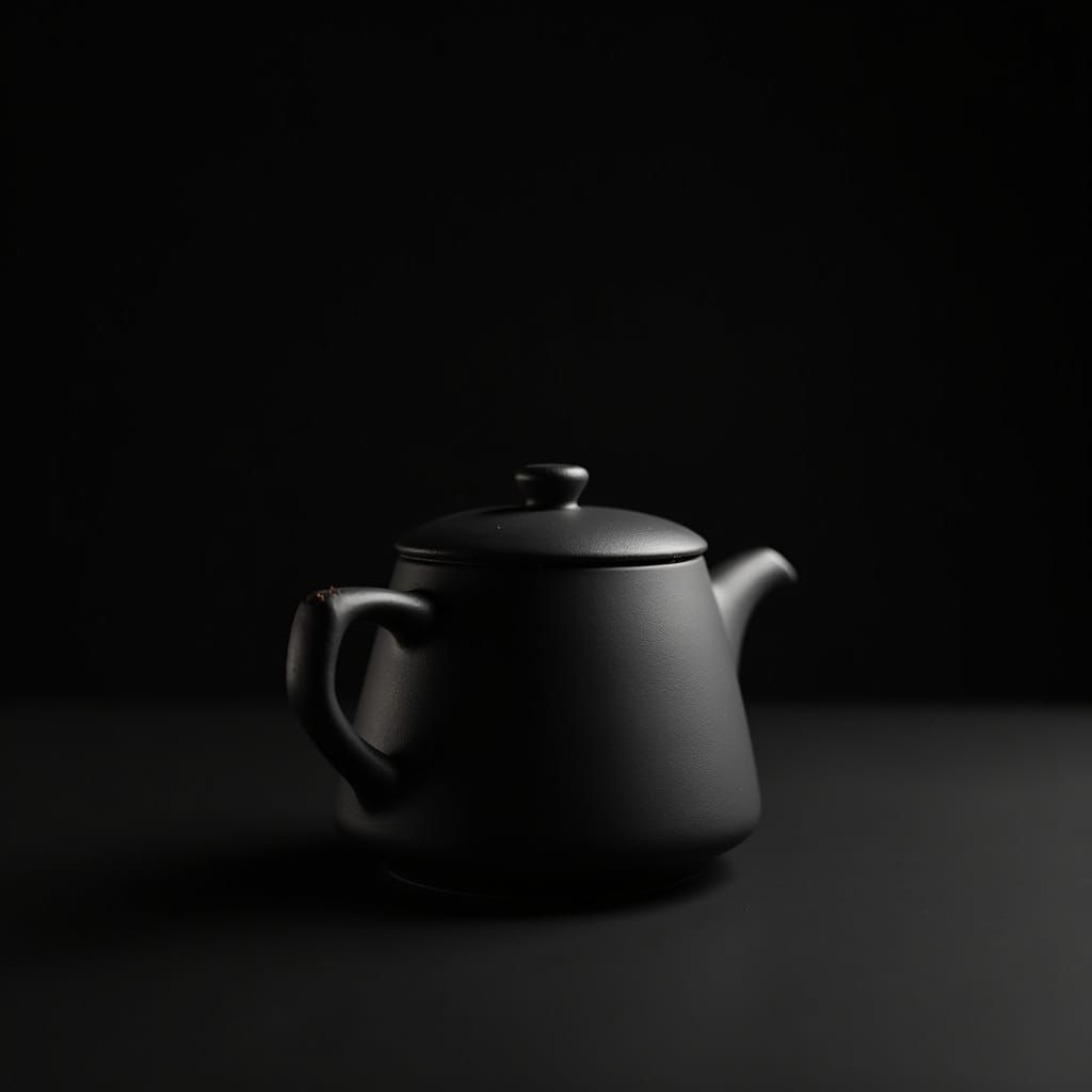 Minimalist Japanese Tetsubin Teapot Macro Photo