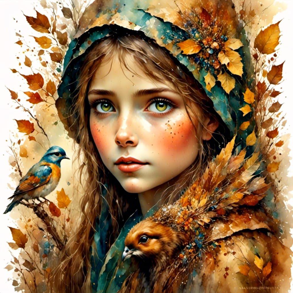 St Francis of Assisi with Dove in Autumnscape