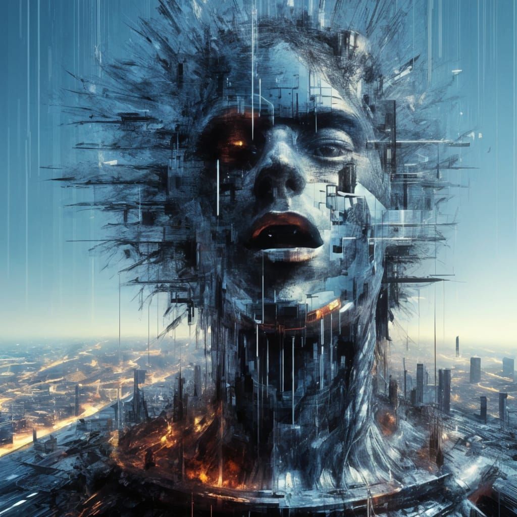 10k Pins: The Weight of Silence as an Invisible Force (Olympics, Paris;  glitch <lora:NIGlitchStyle:1.0> QUAD 2)