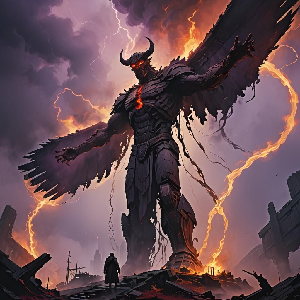 Demon Looms Behind Angel of the North