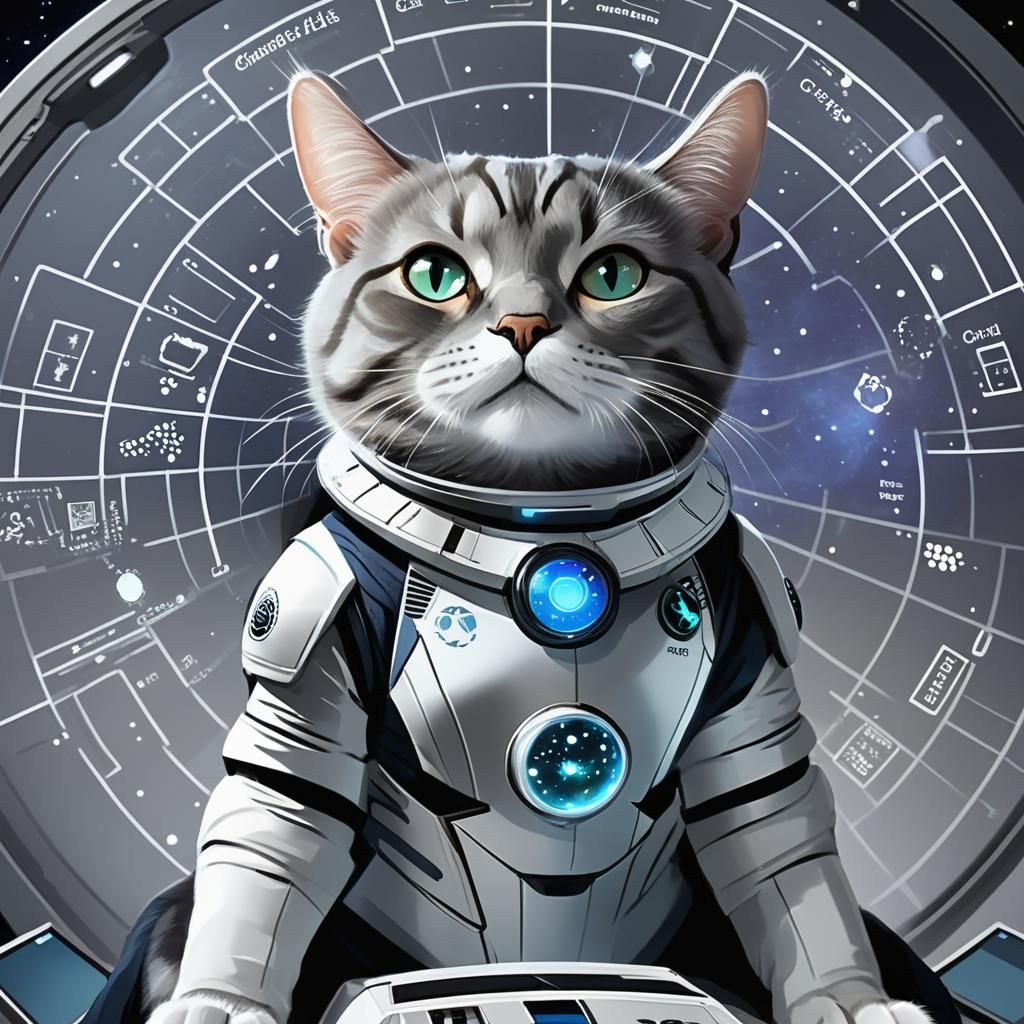 Grand Admiral's Pet Cat on Starship Bridge