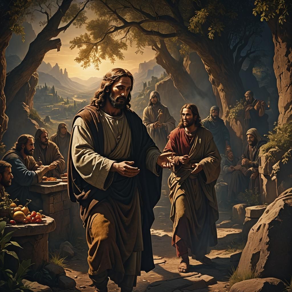 Christ at Emmaus Painting in Chiaroscuro Style