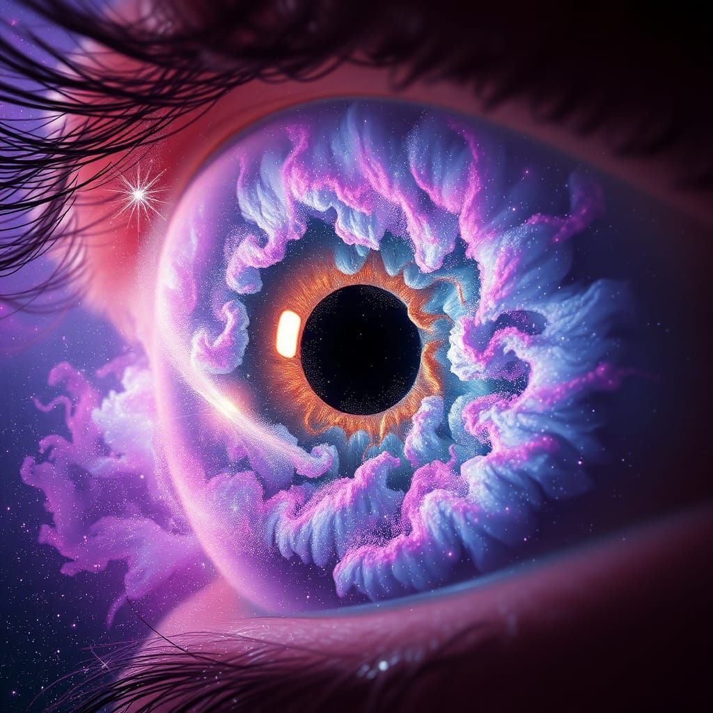 Mystical Eye Reveals Galaxy in Surreal Style