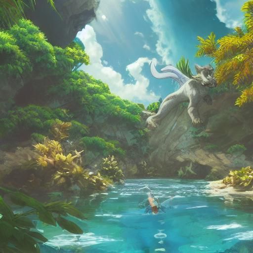 Garurumon in Tropics: Anime Key Visual