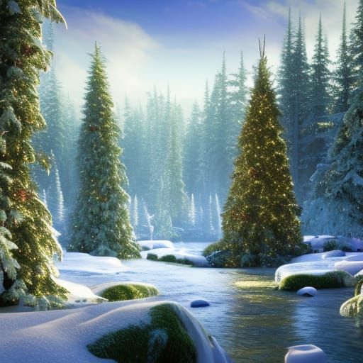 Realistic Christmas Forest Landscape in Ultra HD