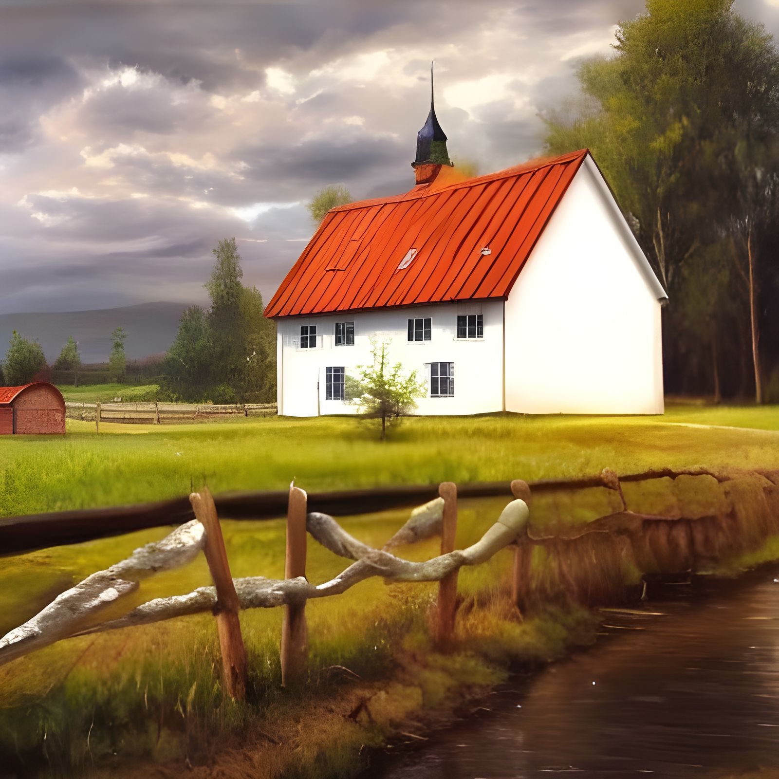 Scandinavian Farmhouse in Hyperrealistic Oil Painting