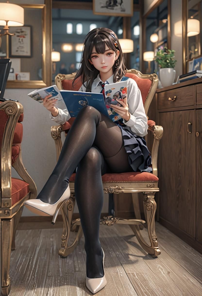 Anime Supermodel in Pantyhose, 3D Art Style