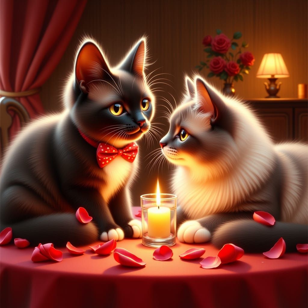 Dashing Tuxedo Cat Wins Heart in Cozy Candlelit Setting