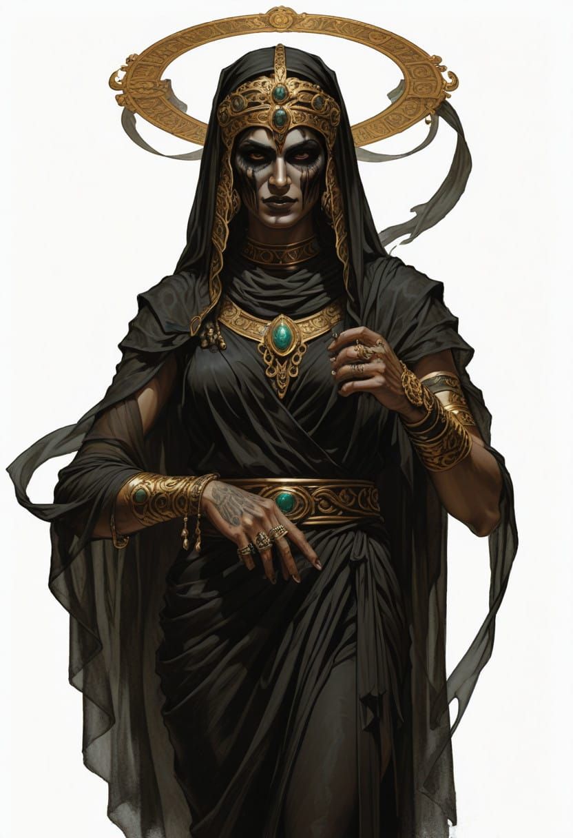 Surreal Goddess of Ancient Greece in Dark Fantasy Style