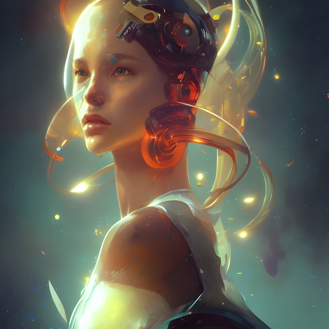 Space Age Portrait in Digital Art Style