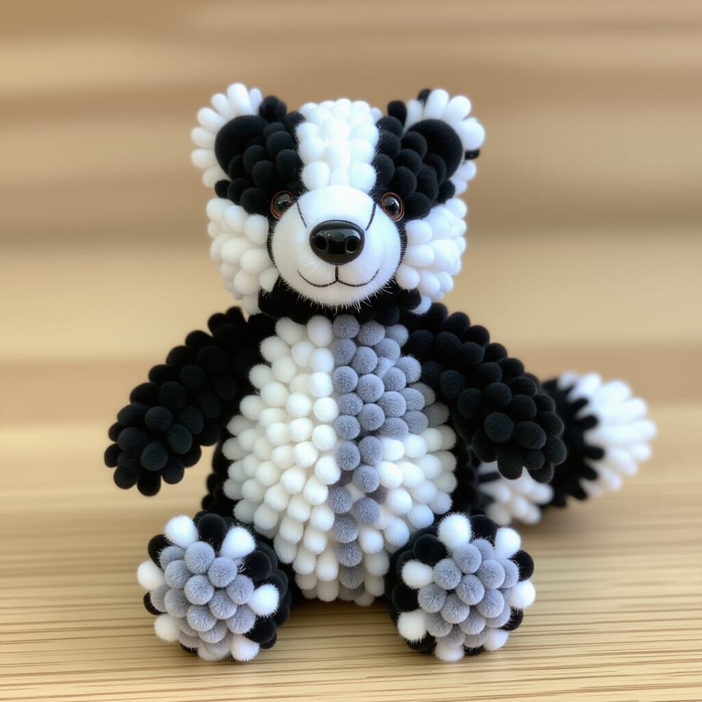 Pom Pom Badger Doll: A Textural Art Piece