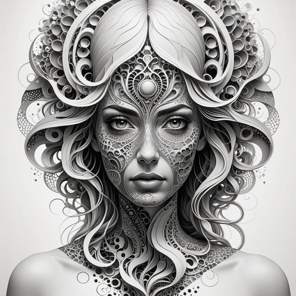 Fractal Woman in Neon Dreamscape