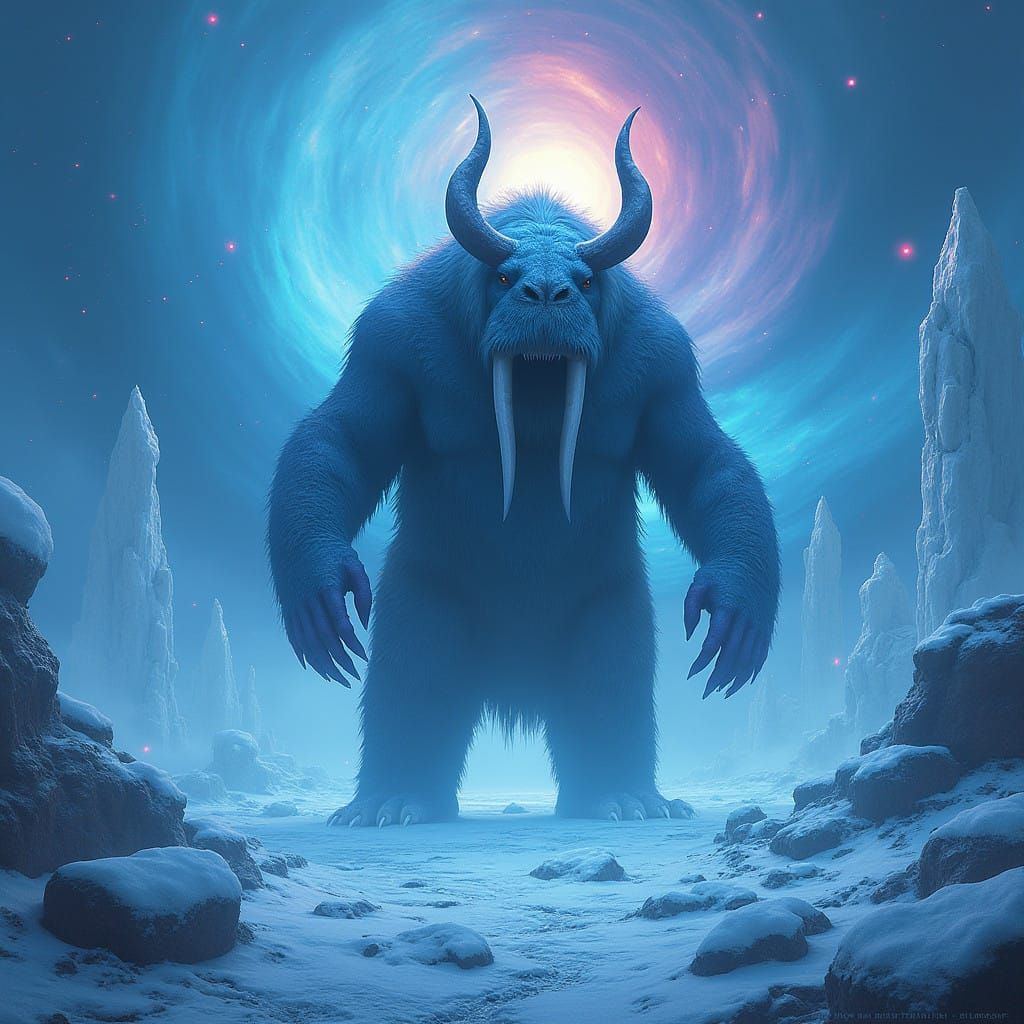 Majestic Bipedal Ice Daemon Walrus with Horns