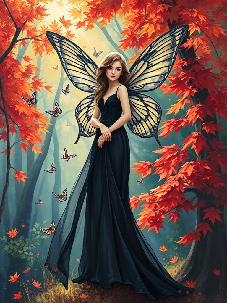 Fairy in Lush Forest: Hyperrealistic Neo-Impressionism