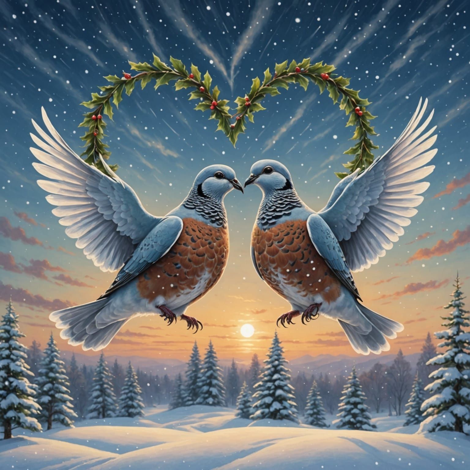 Winter Lovebirds Create Heart in the Sky