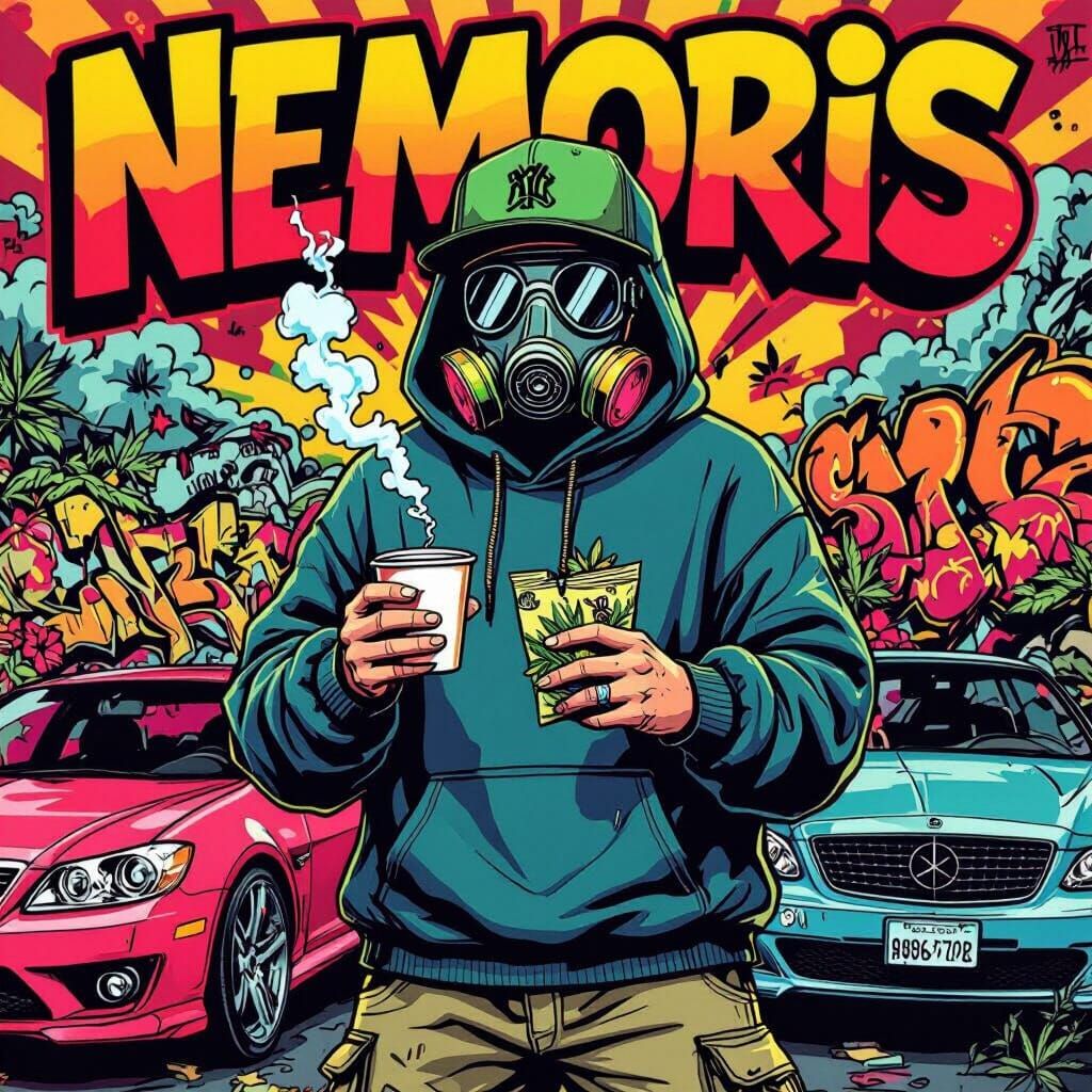 Hip-Hop Caricature in Oldschool Comic Style