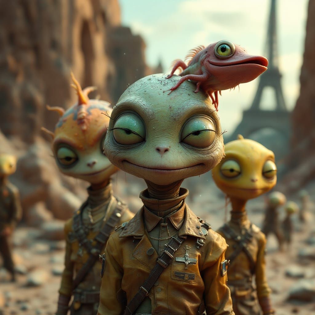 Alien Cartoon Characters in Surreal Maximalist Style