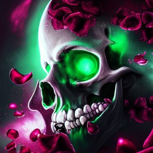 skull rose glowing 1