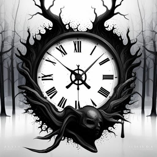 Surreal Clock AI Art Horror Art Dark Art Dark Surrealism splash art