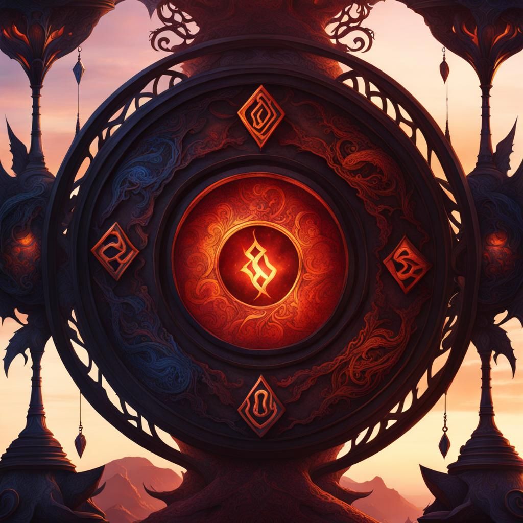 Watercolor Snake Demon Symbol in Runes