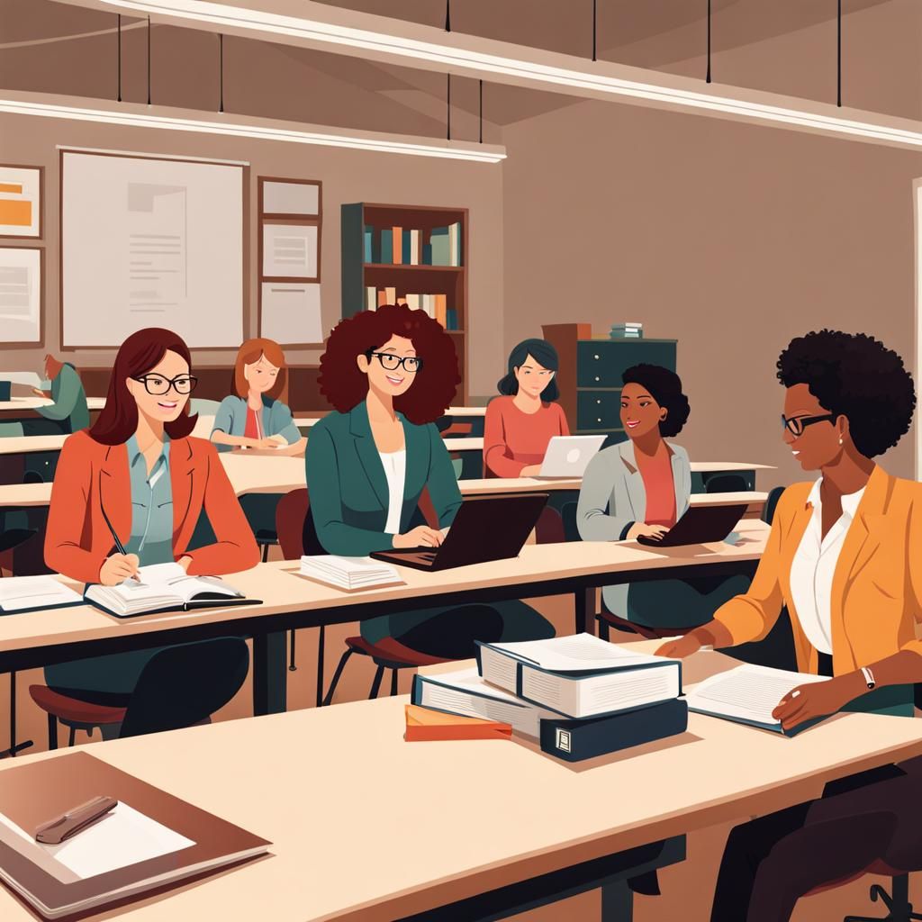 Female Professor in Modern University Classroom