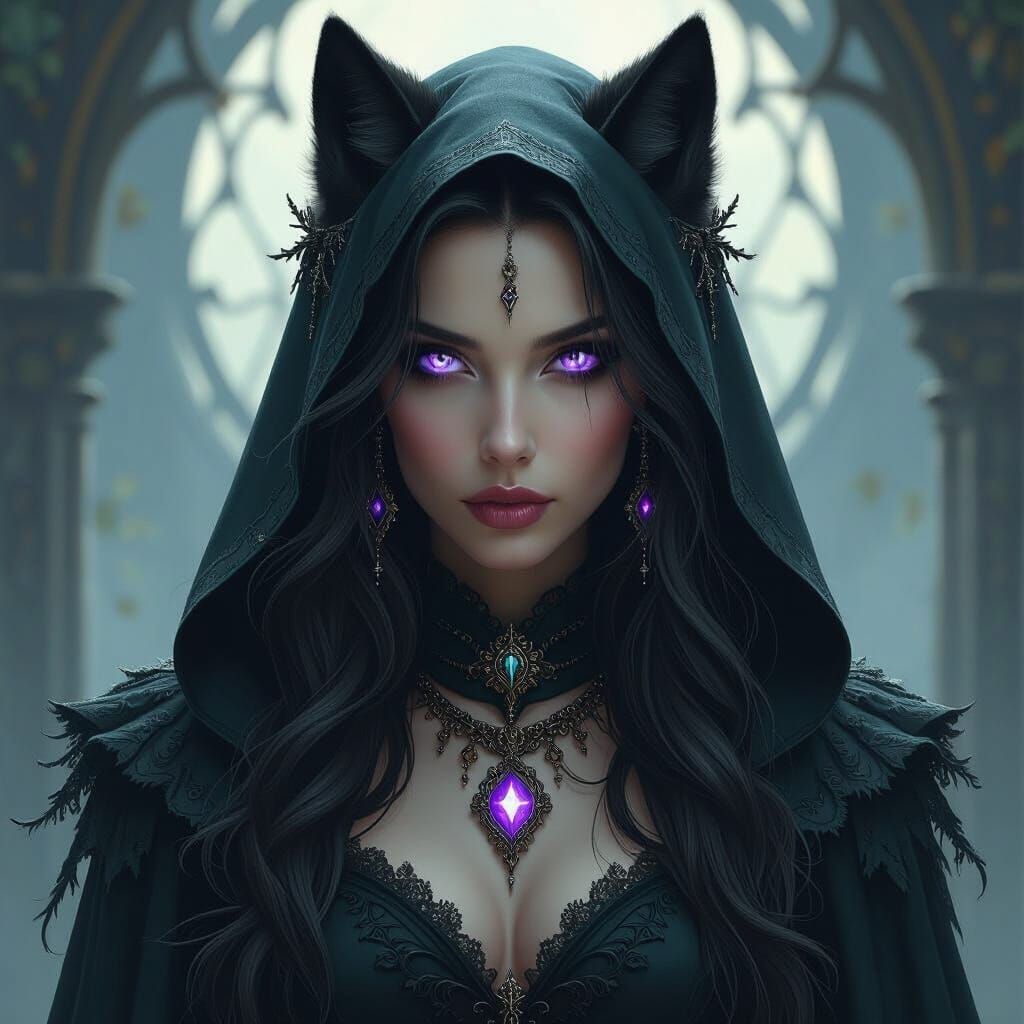Druid Princess Vampire Slayer with Purple Hourglass Eyes