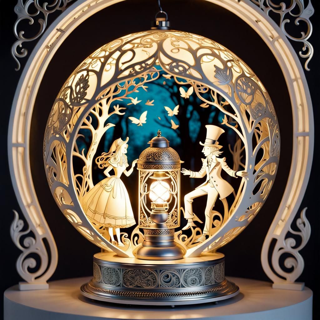 Alice in Wonderland Sculpture in Art Nouveau Style