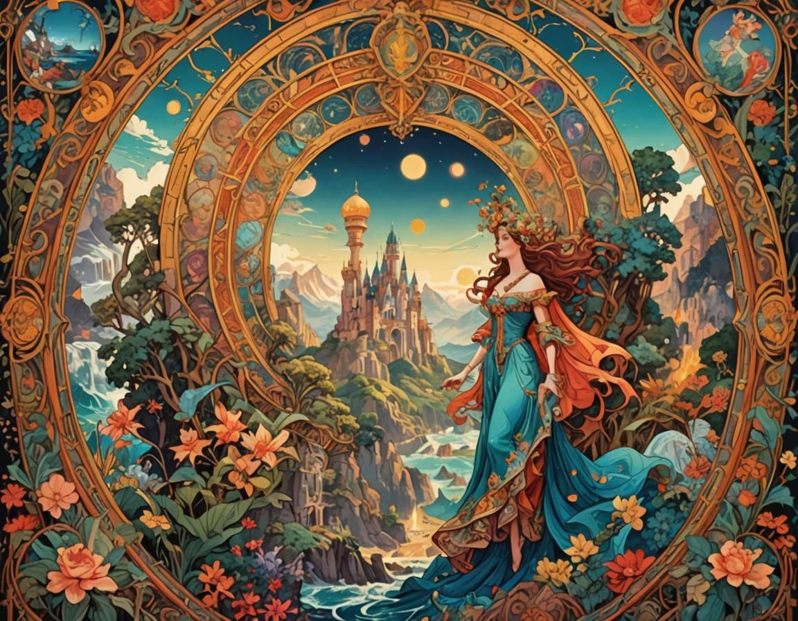 Surreal Vintage Travel Poster in Maximalist Style