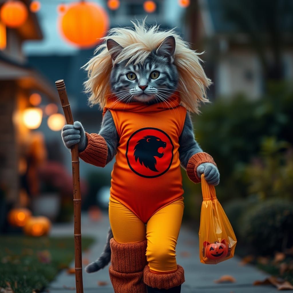 Tabby Cat Superhero Halloween Costume in Digital Art