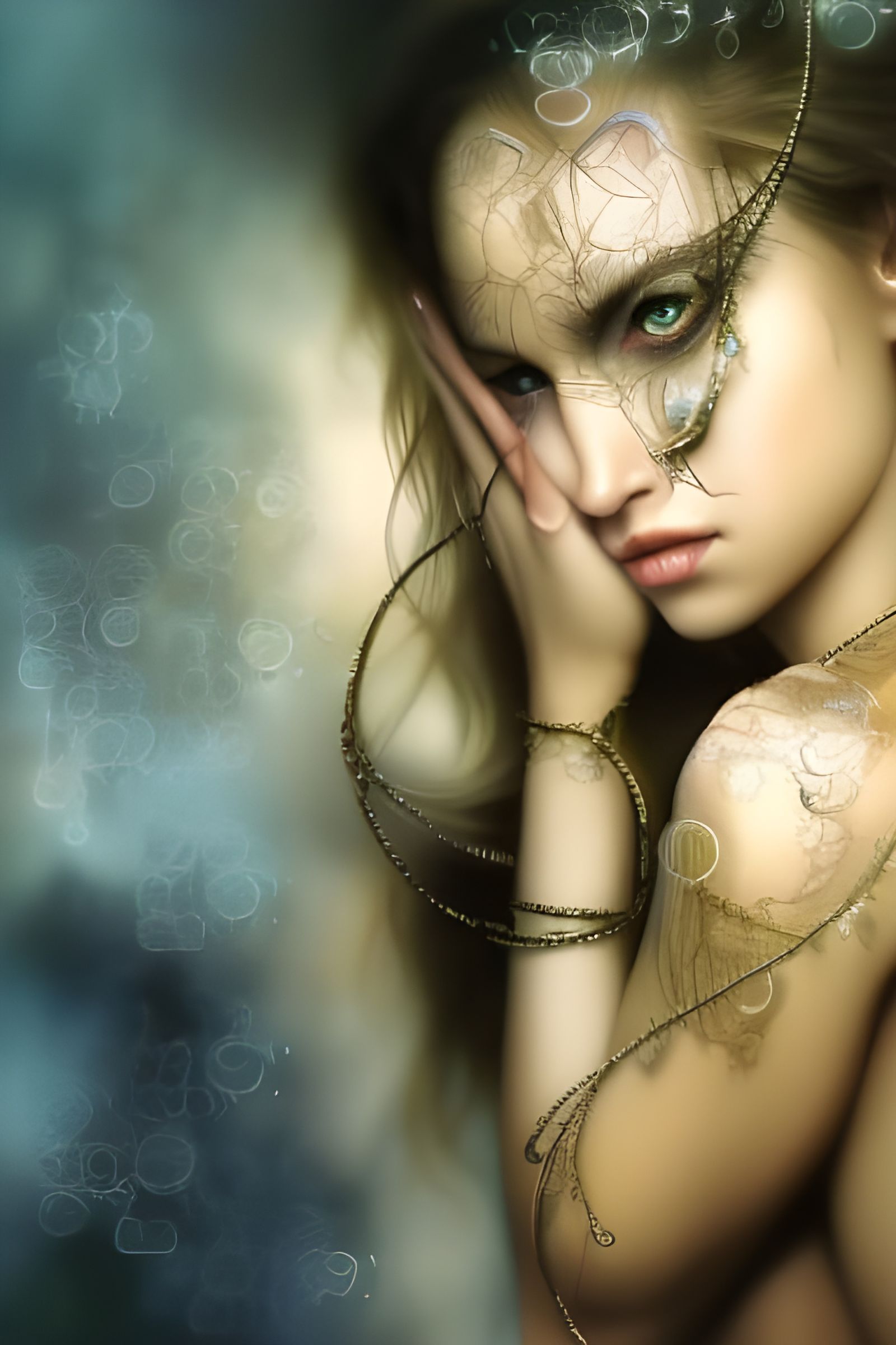 Beautiful Woman with Glass Organs, Mirrored and Fragmented