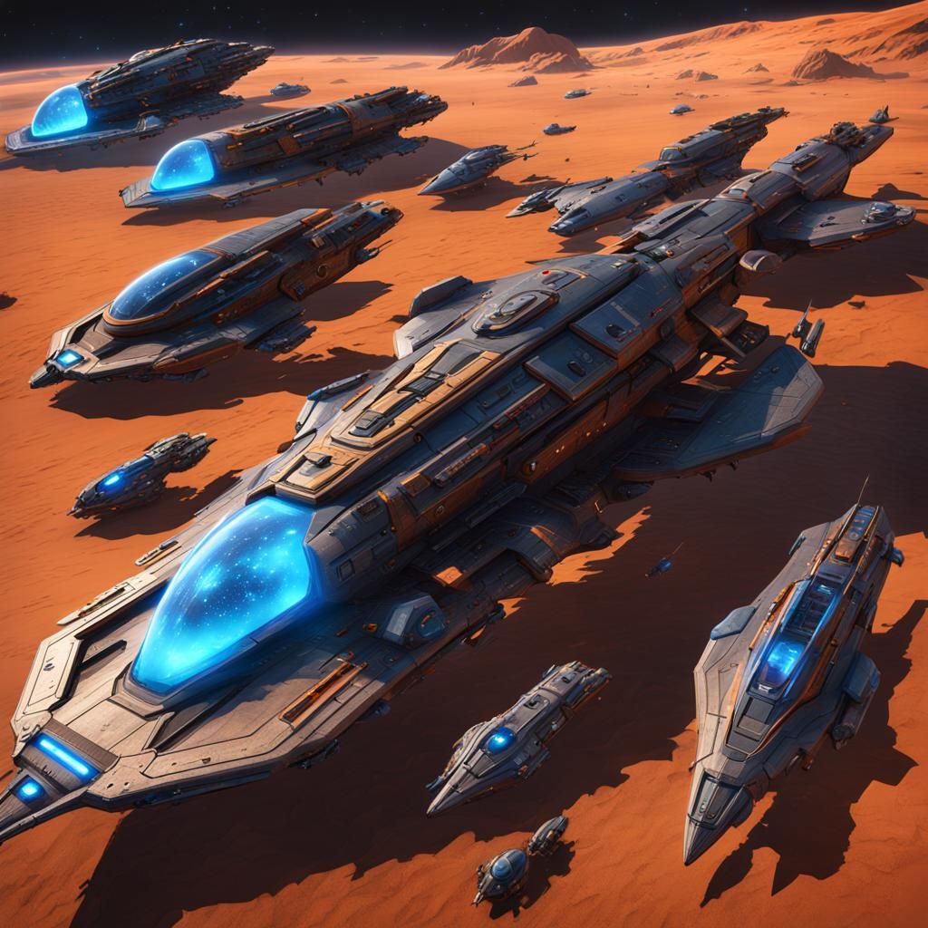 Trisolaran Fleet Launch: Detailed Matte Painting