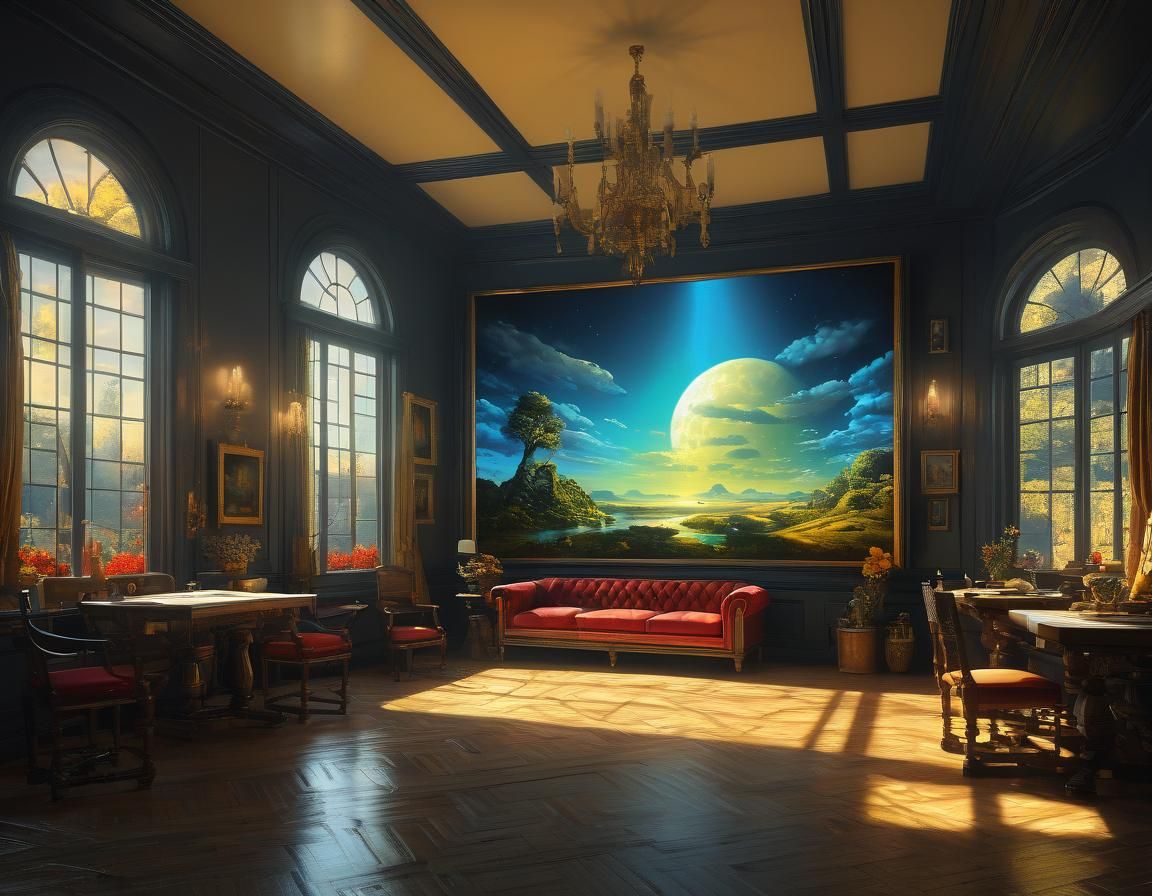 Surreal Masterpiece with Vivid Colors and 3D Texture