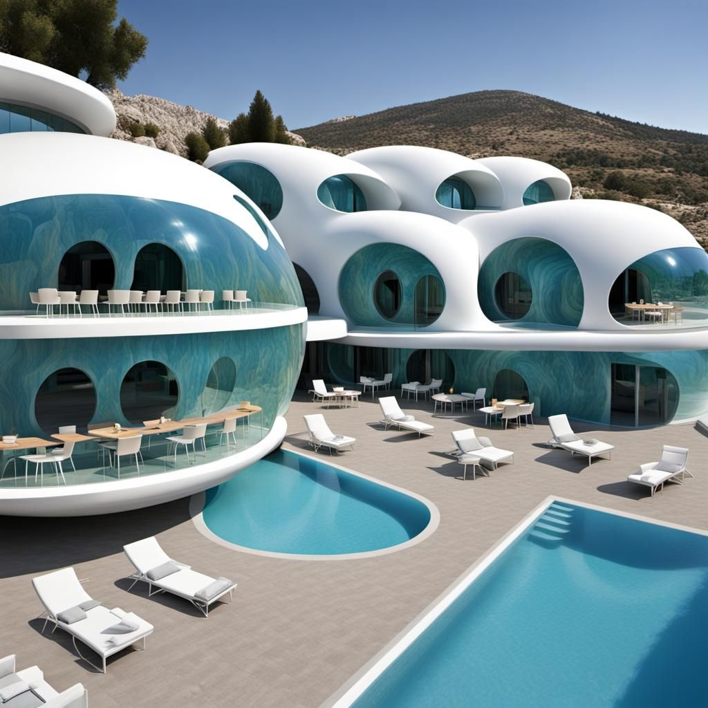 Surreal Alien-Friendly Hotel in Distorted Reality, Greece