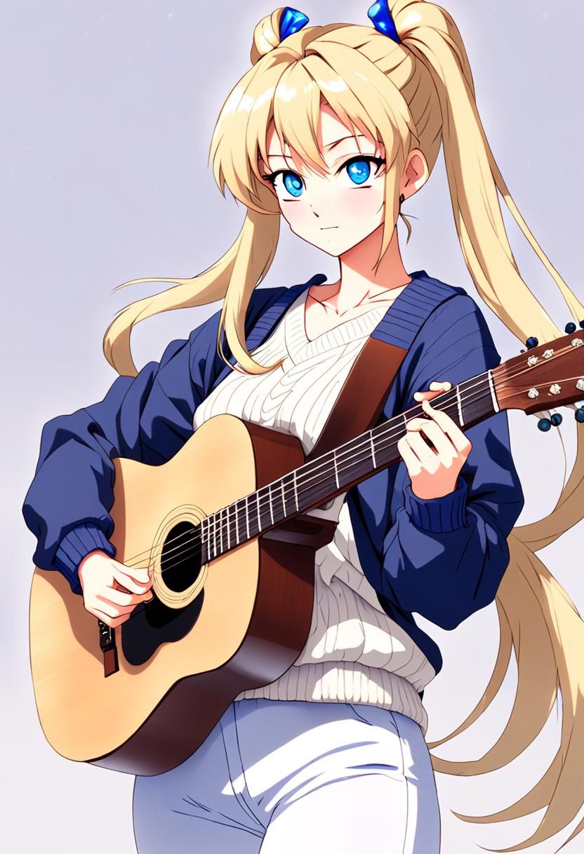 Sailor Moon Usagi Tsukino with Acoustic Guitar