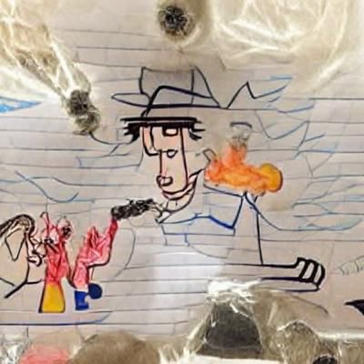 Crude Child's Drawing: Cartoon in Hell
