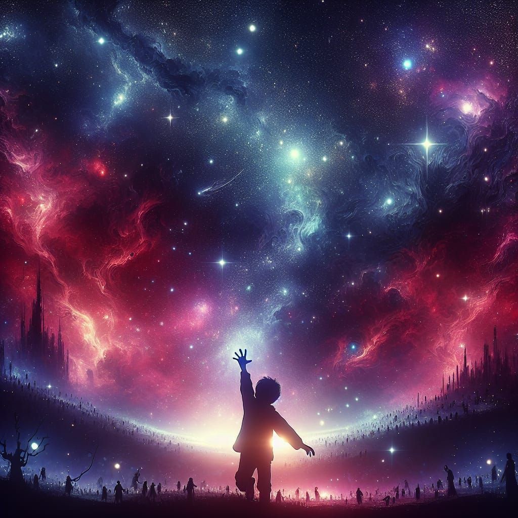 Boy Reaching for Stars: Fantasy Concept Art
