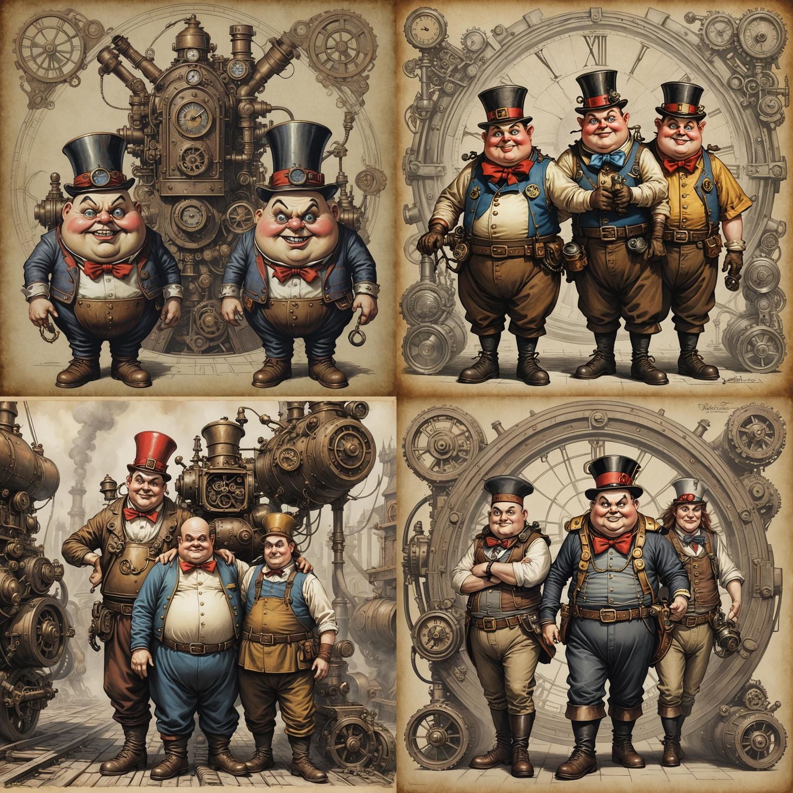 Steampunk Tweedle Dee and Tweedle Dum Engine