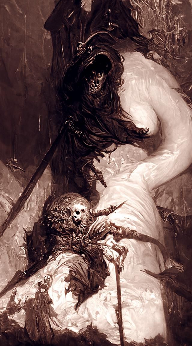 Murderous Beauty in Haunting Illustration Style