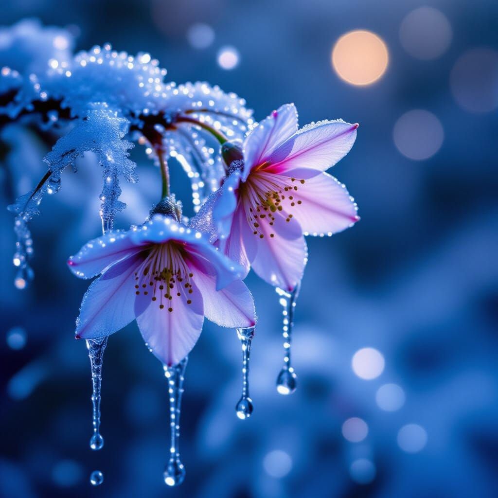Icy Night Flowers in Vibrant Colors