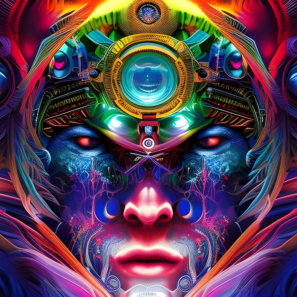 Epic EDM Raver in Detailed Sci-Fi Illustration