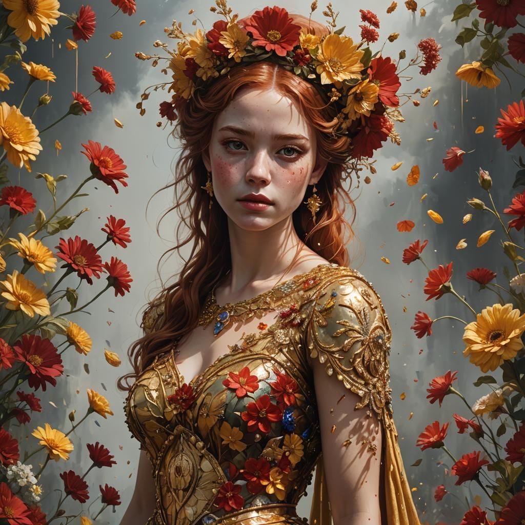 Redhead Touches Galaxy in Hyperrealistic Splash Art