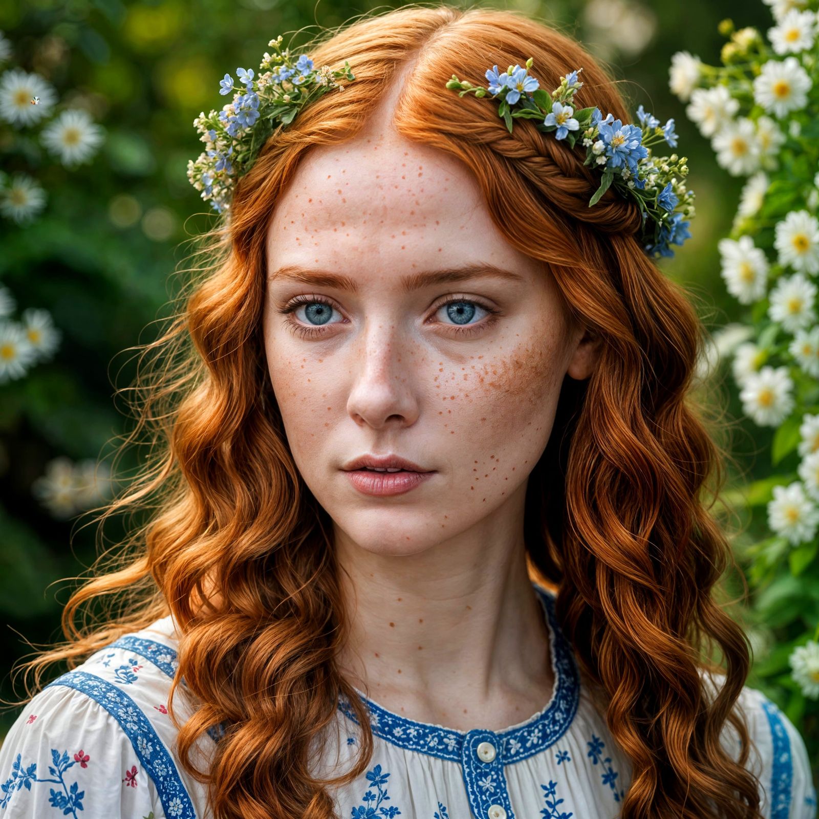 Ginger Haired Woman with Braids, High Detail Portrait