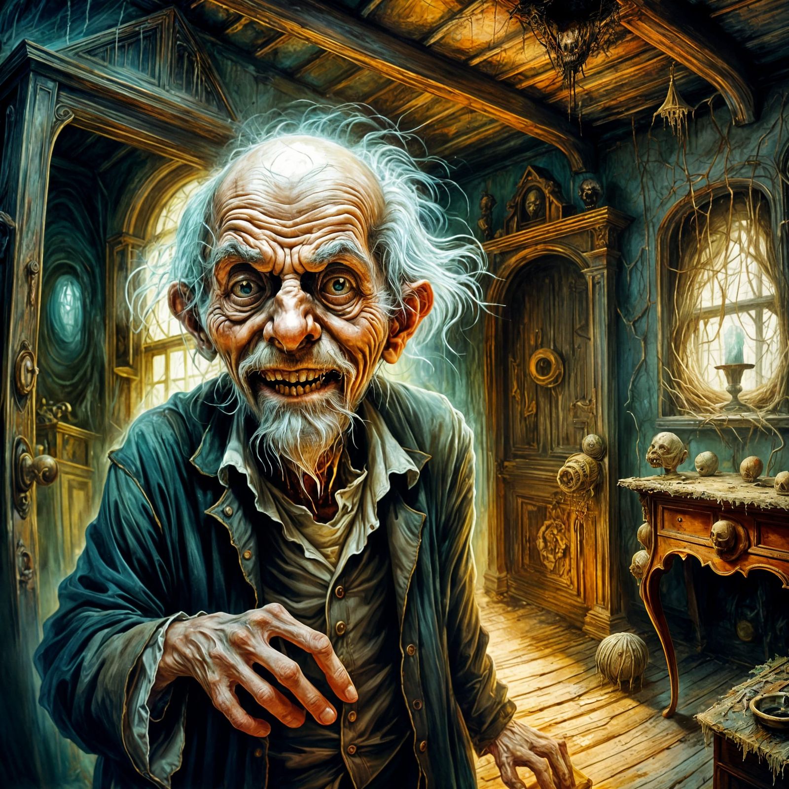 Creepy Old Man Welcomes You to Haunted House