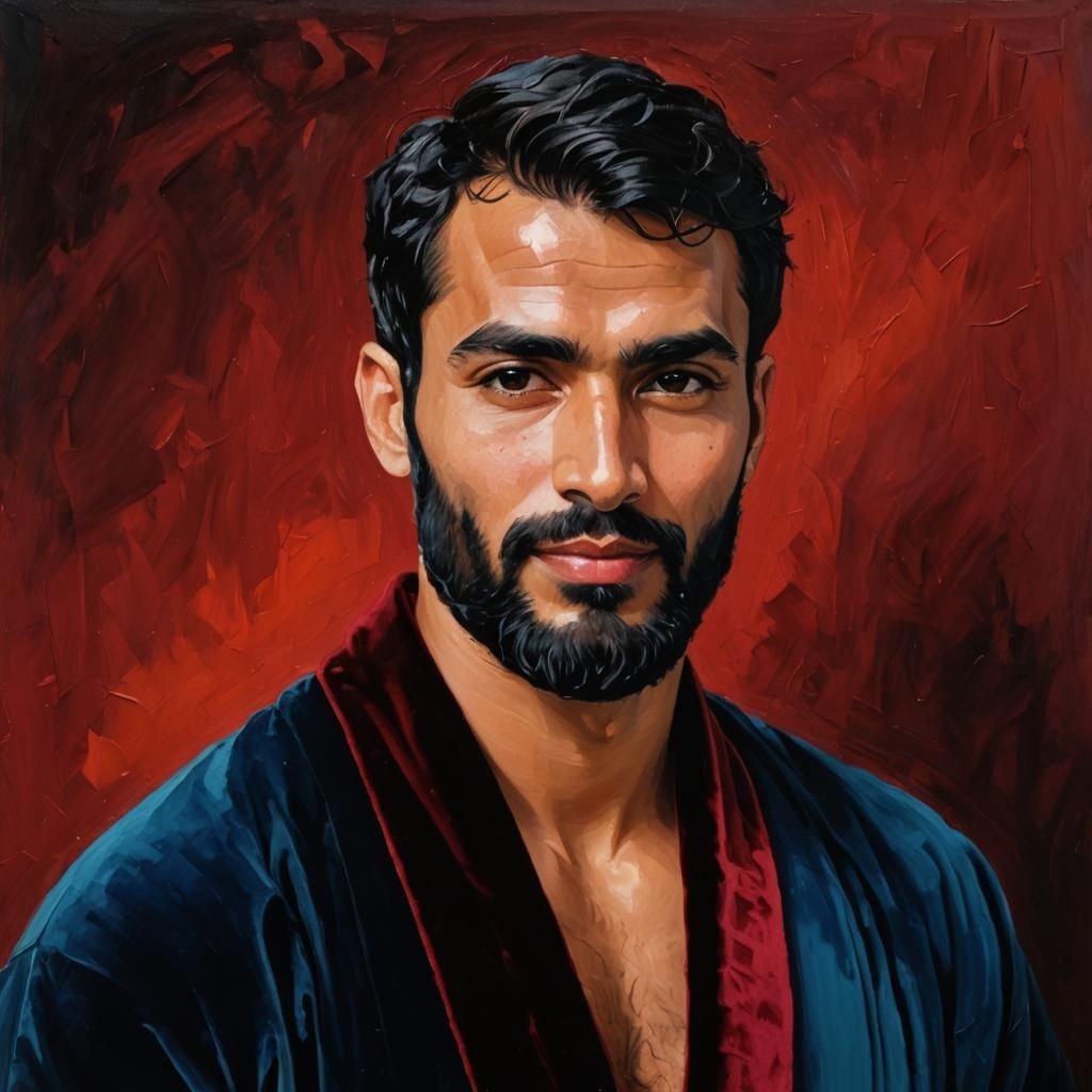 Portrait of a Man in Impasto Gouache Style